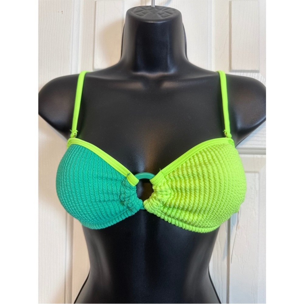 Salt + Cove Two-Tone Green Bikini Top